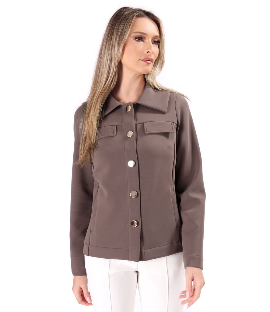 Sacou din stofa plina tip scuba cu bumbac