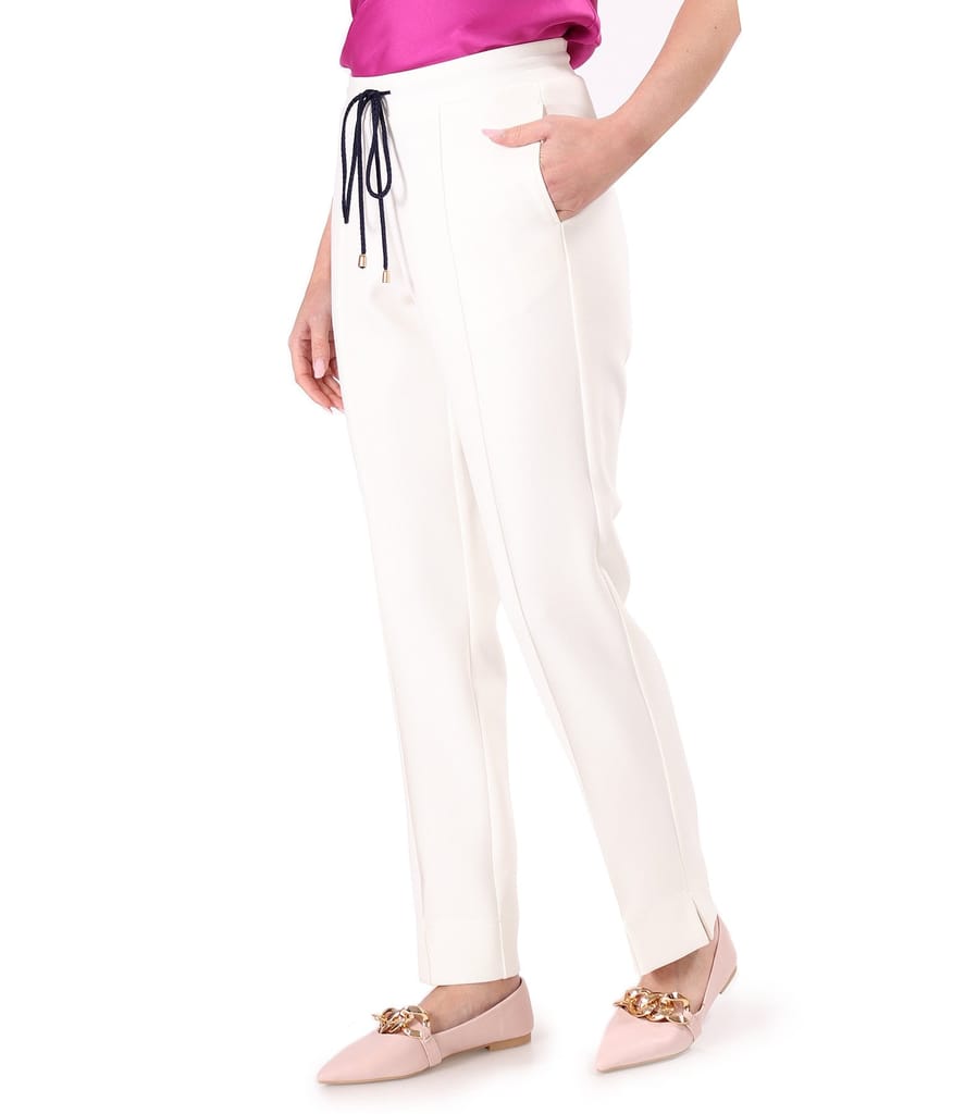 Pantaloni lejeri din stofa plina tip scuba cu bumbac