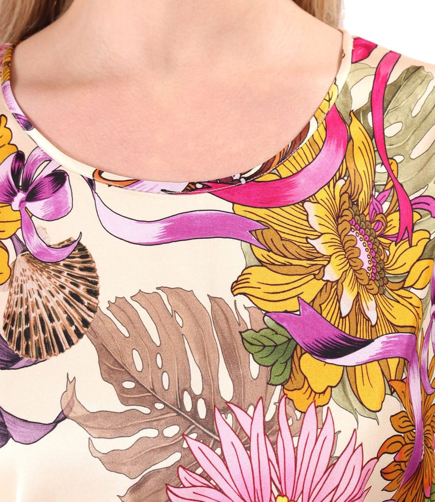 Bluza lejera din viscoza satinata imprimata cu motive florale