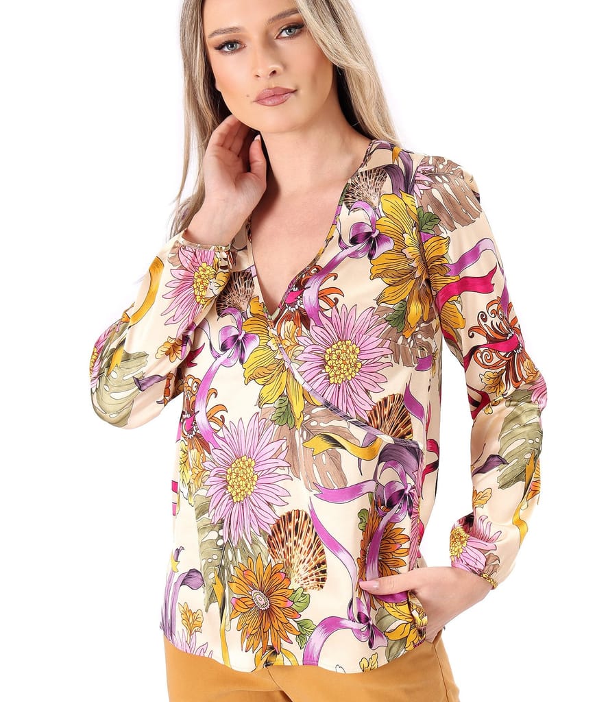 Bluza eleganta cu decolteu suprapus
