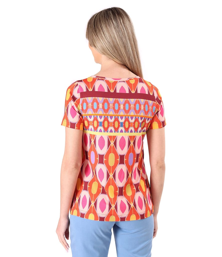 Bluza din jerse elastic imprimat cu motive geometrice