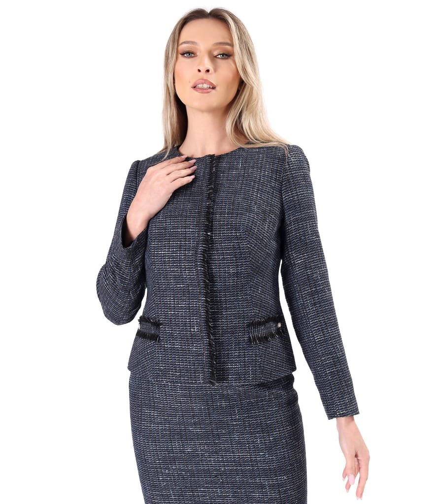 Sacou elegant din bucle cu viscoza si fir argintiu