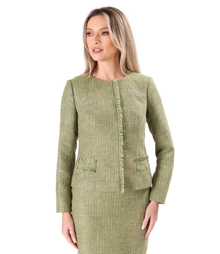 Sacou elegant din bucle cu viscoza si fir argintiu