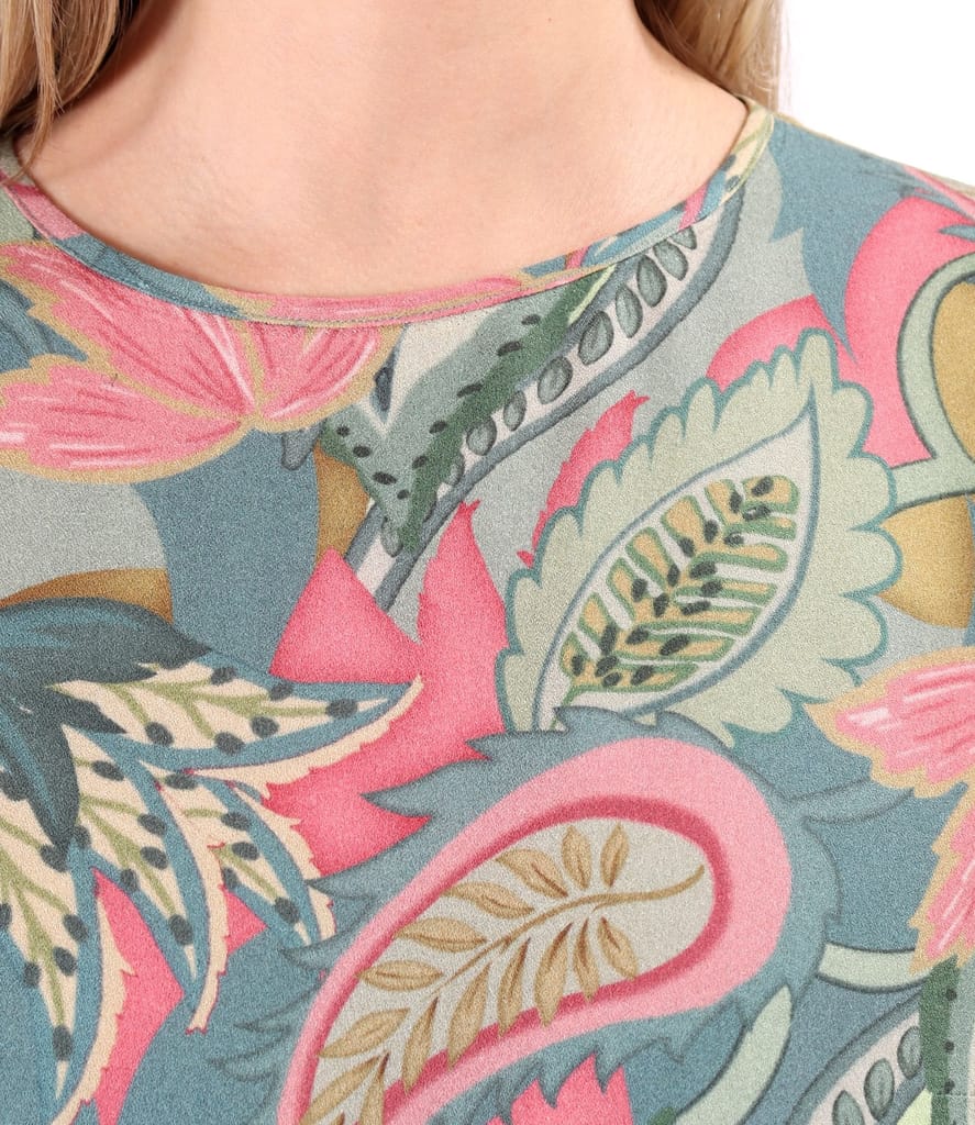 Rochie midi din viscoza cu lana imprimata cu motive paisley