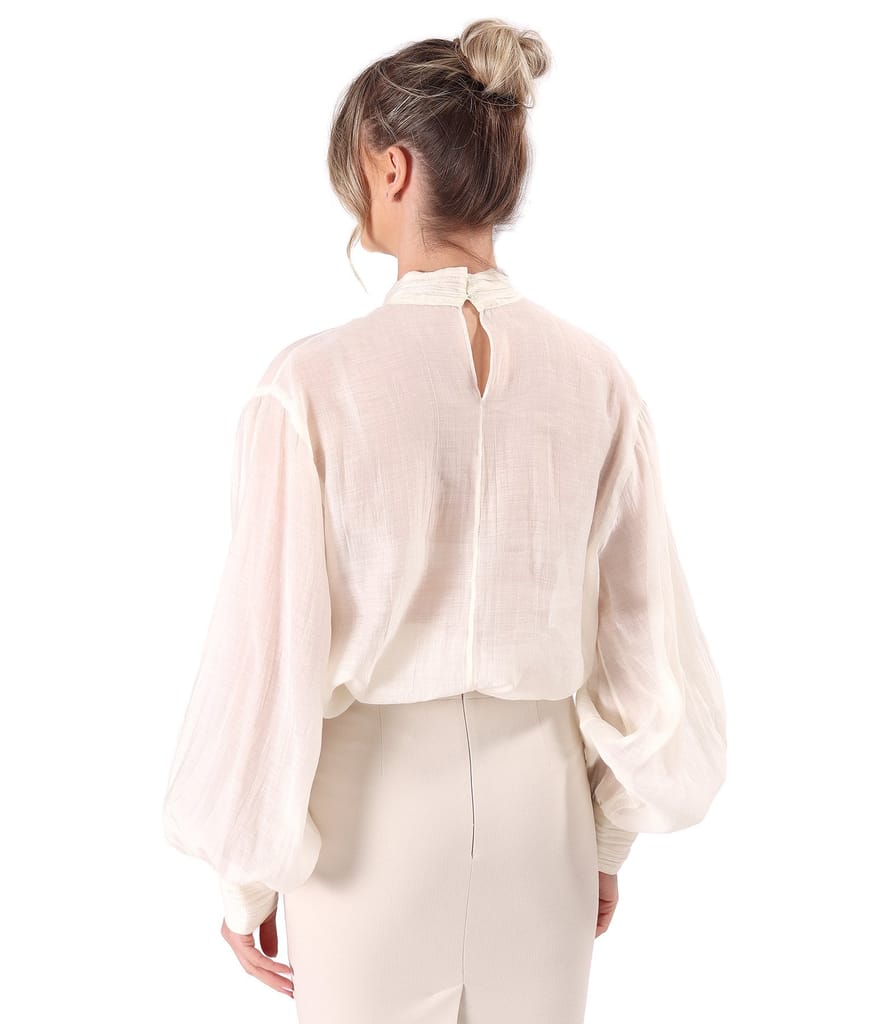 Bluza eleganta din tencel cu maneci lungi