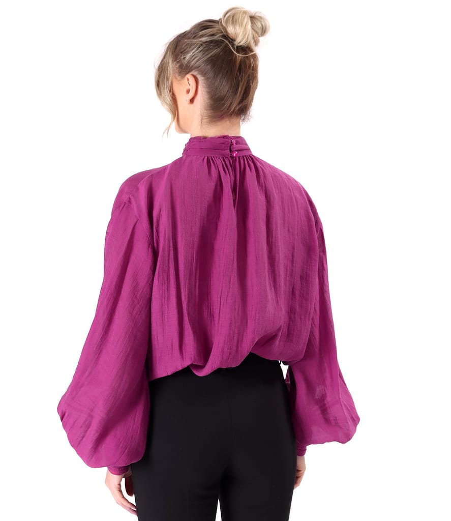 Bluza eleganta din tencel cu maneci lungi