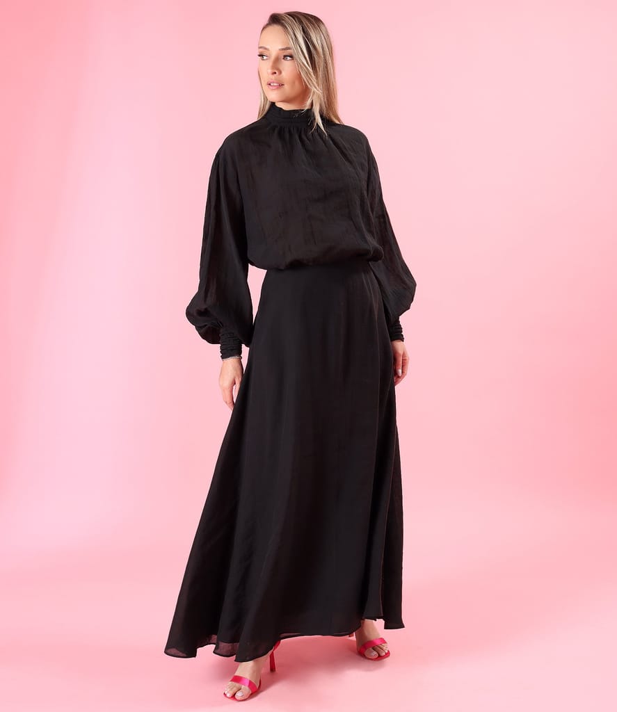Bluza eleganta din tencel cu maneci lungi
