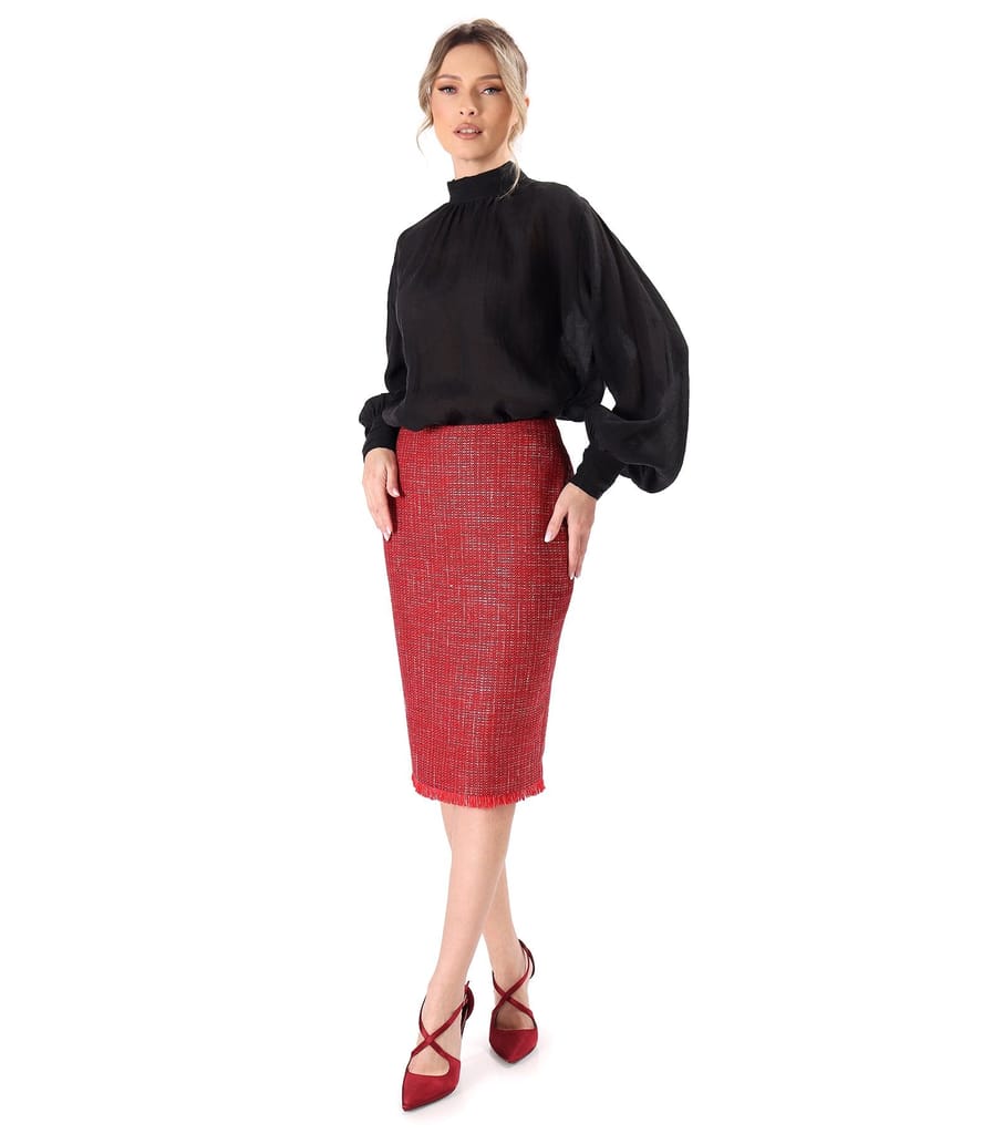 Bluza eleganta din tencel cu maneci lungi