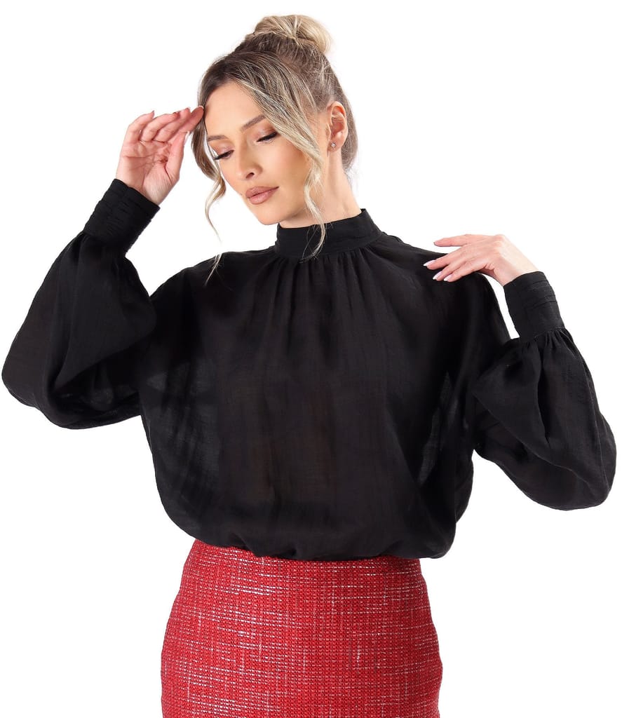 Bluza eleganta din tencel cu maneci lungi