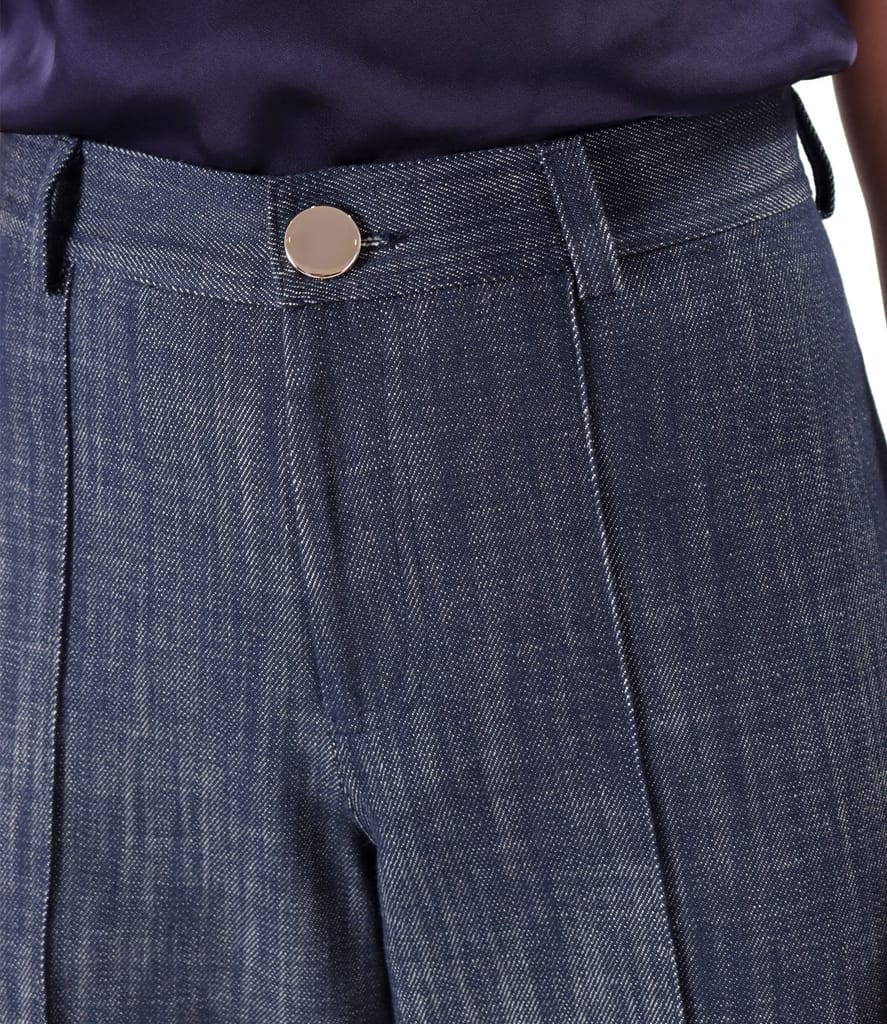 Pantaloni largi din bumbac tip denim