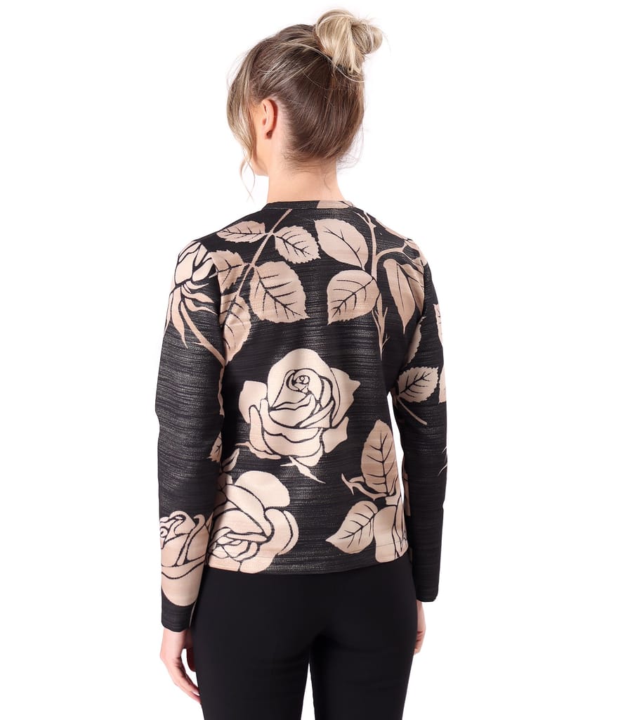 Bluza cu fir metalic auriu si fermoar fata