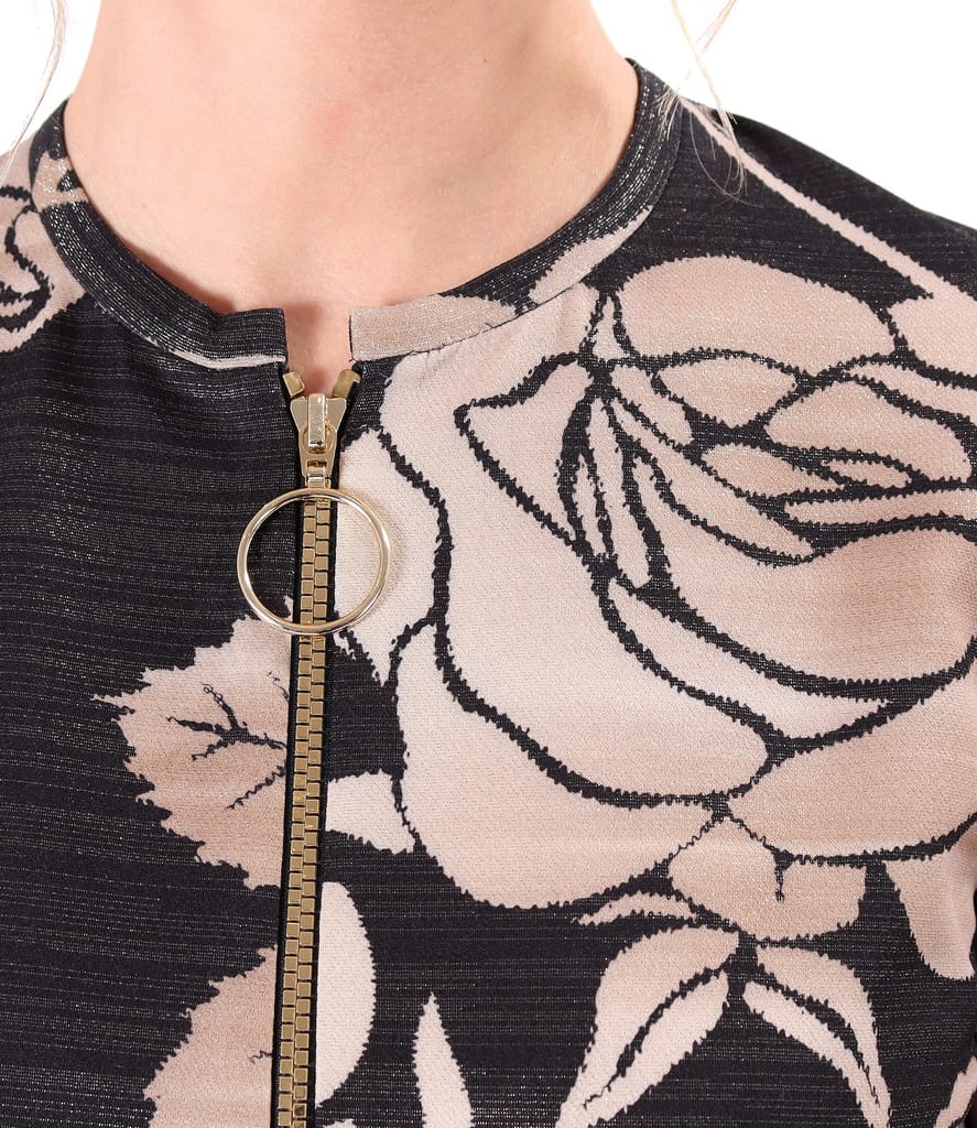 Bluza cu fir metalic auriu si fermoar fata