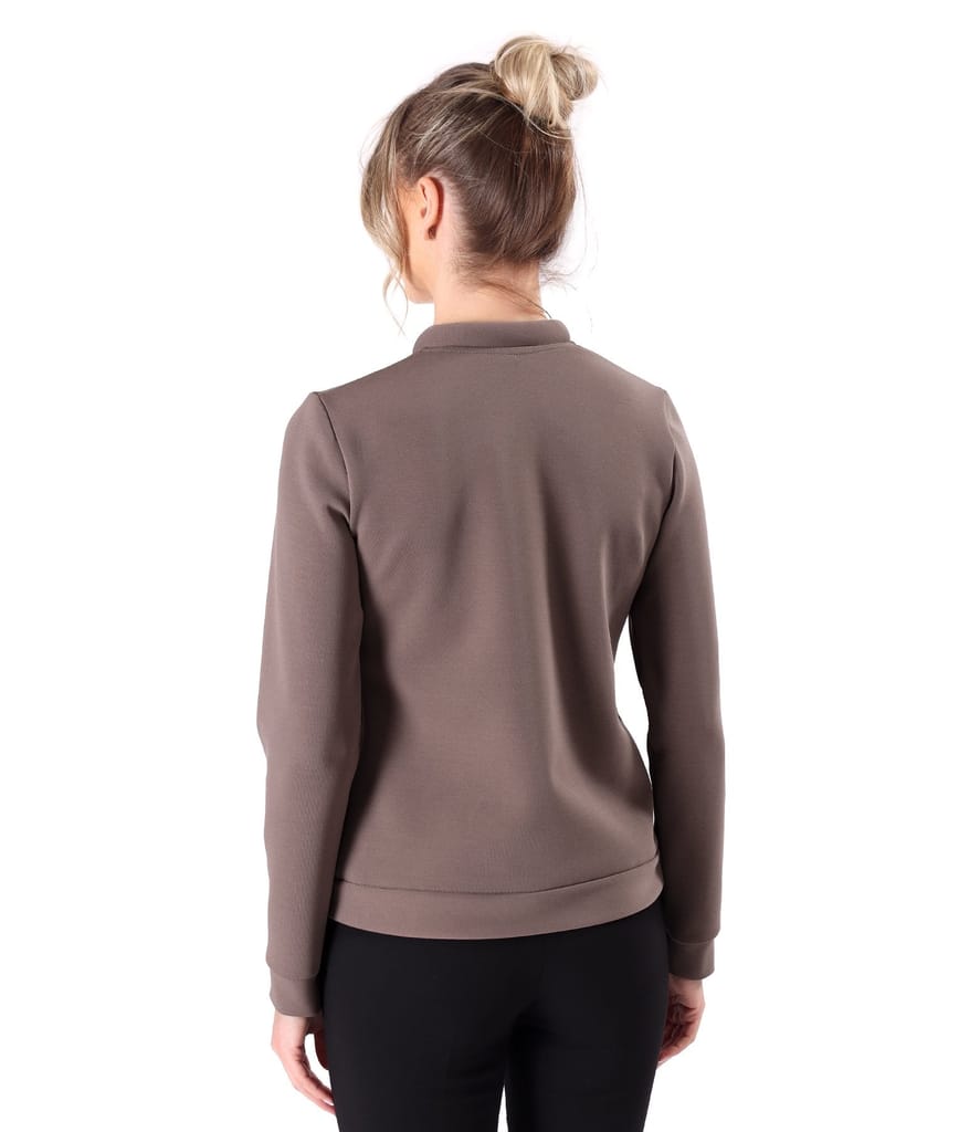 Bluza din stofa plina tip scuba cu bumbac cu fermoar pe fata