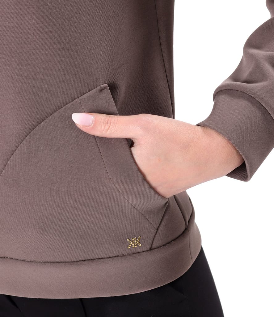 Bluza din stofa plina tip scuba cu bumbac cu fermoar pe fata