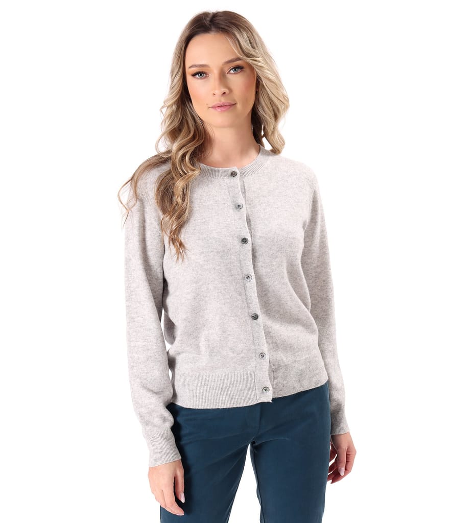Cardigan tricotat din lana cu casmir cu nasturi pe fata