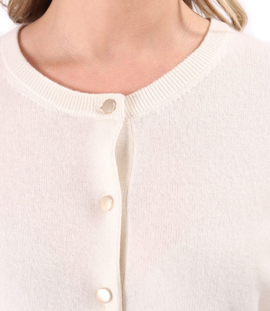 Cardigan tricotat din casmir cu nasturi aurii pe fata