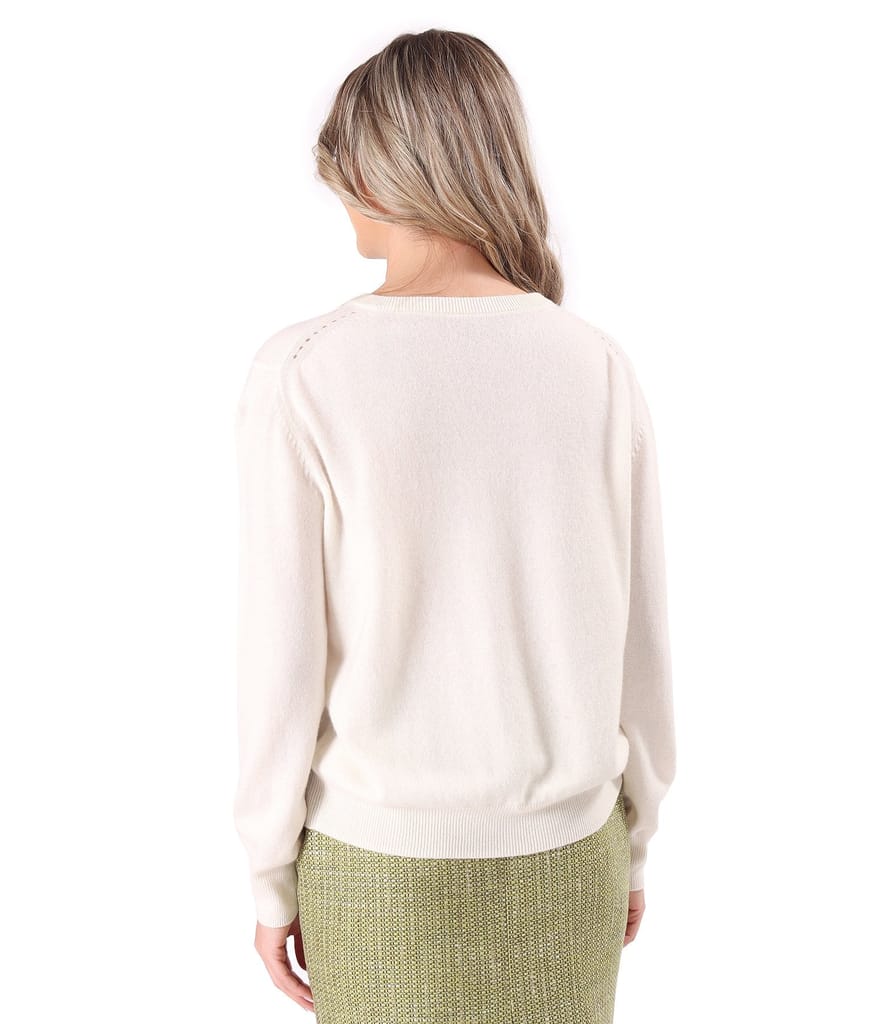 Cardigan tricotat din casmir cu nasturi aurii pe fata