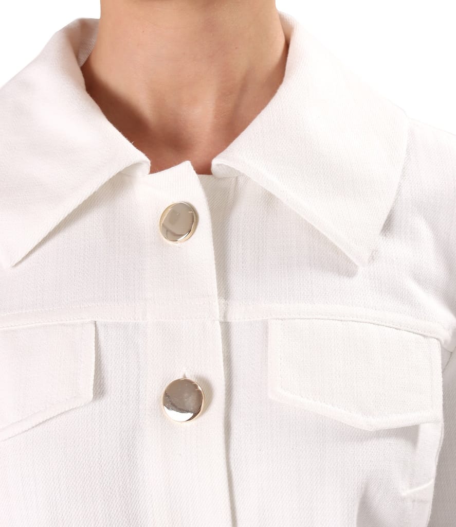 Sacou din bumbac tip denim alb-ecru