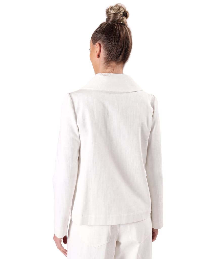 Sacou din bumbac tip denim alb-ecru