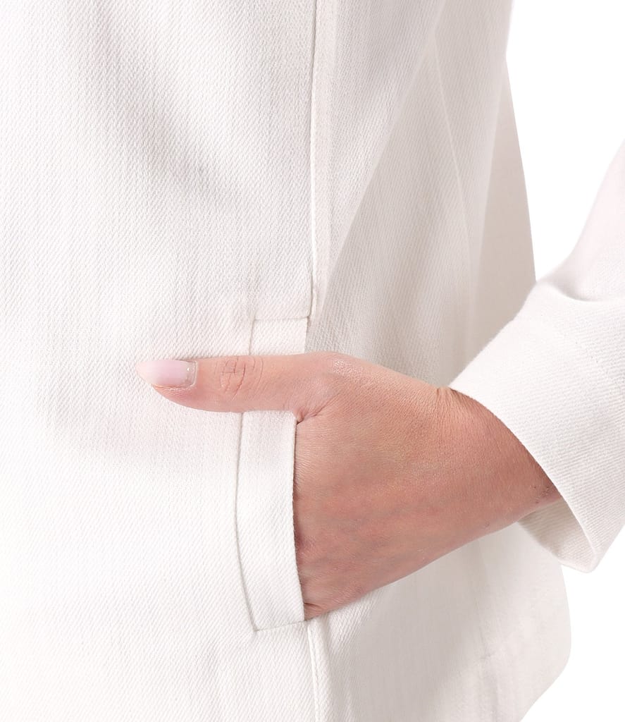 Sacou din bumbac tip denim alb-ecru