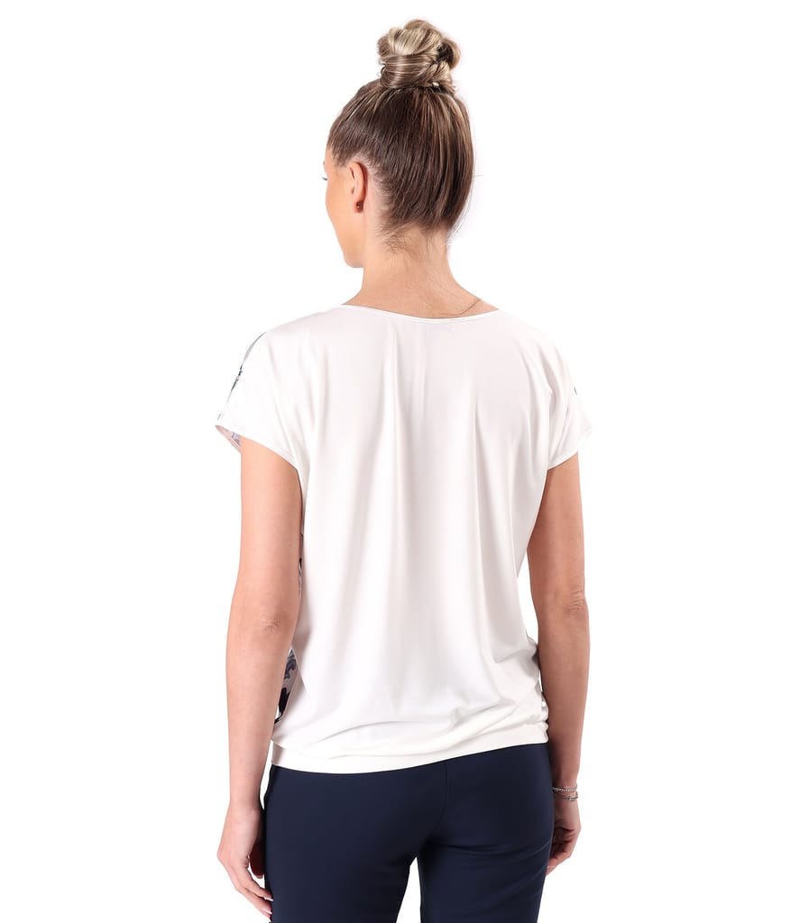 Bluza lejera cu fata din viscoza satinata imprimata cu motive florale