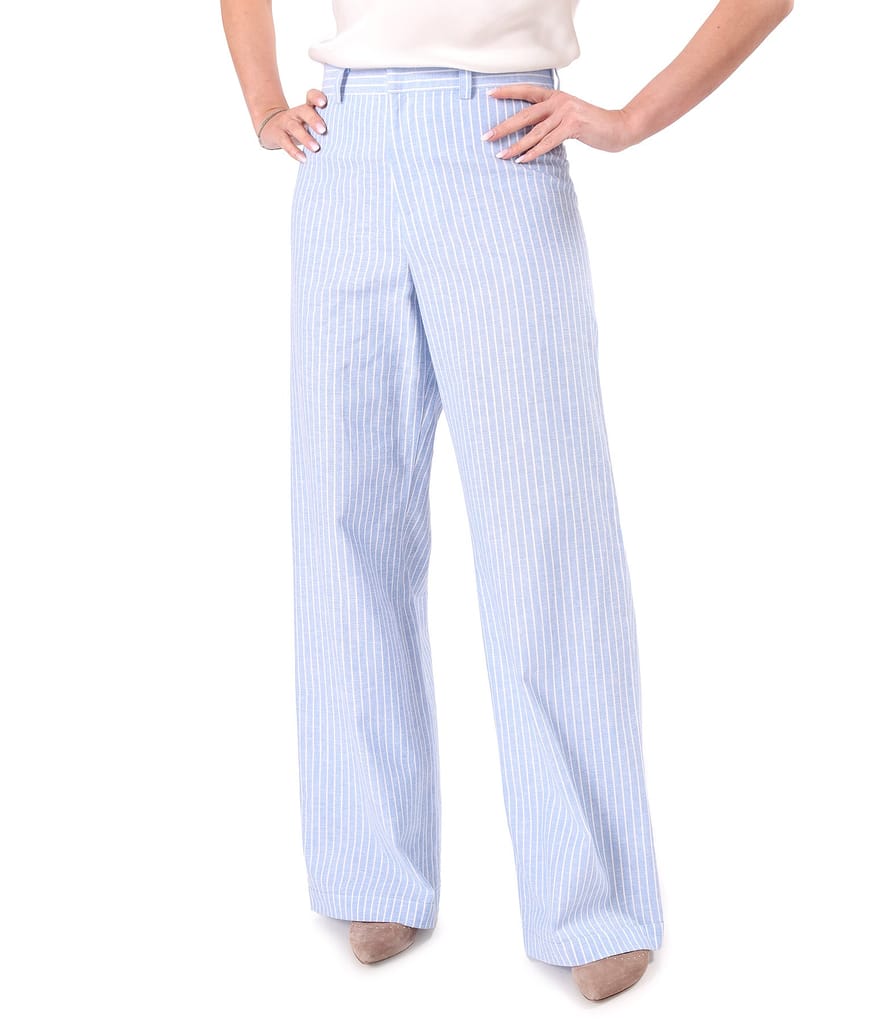 Pantaloni lejeri din in cu bumbac imprimat cu dungi