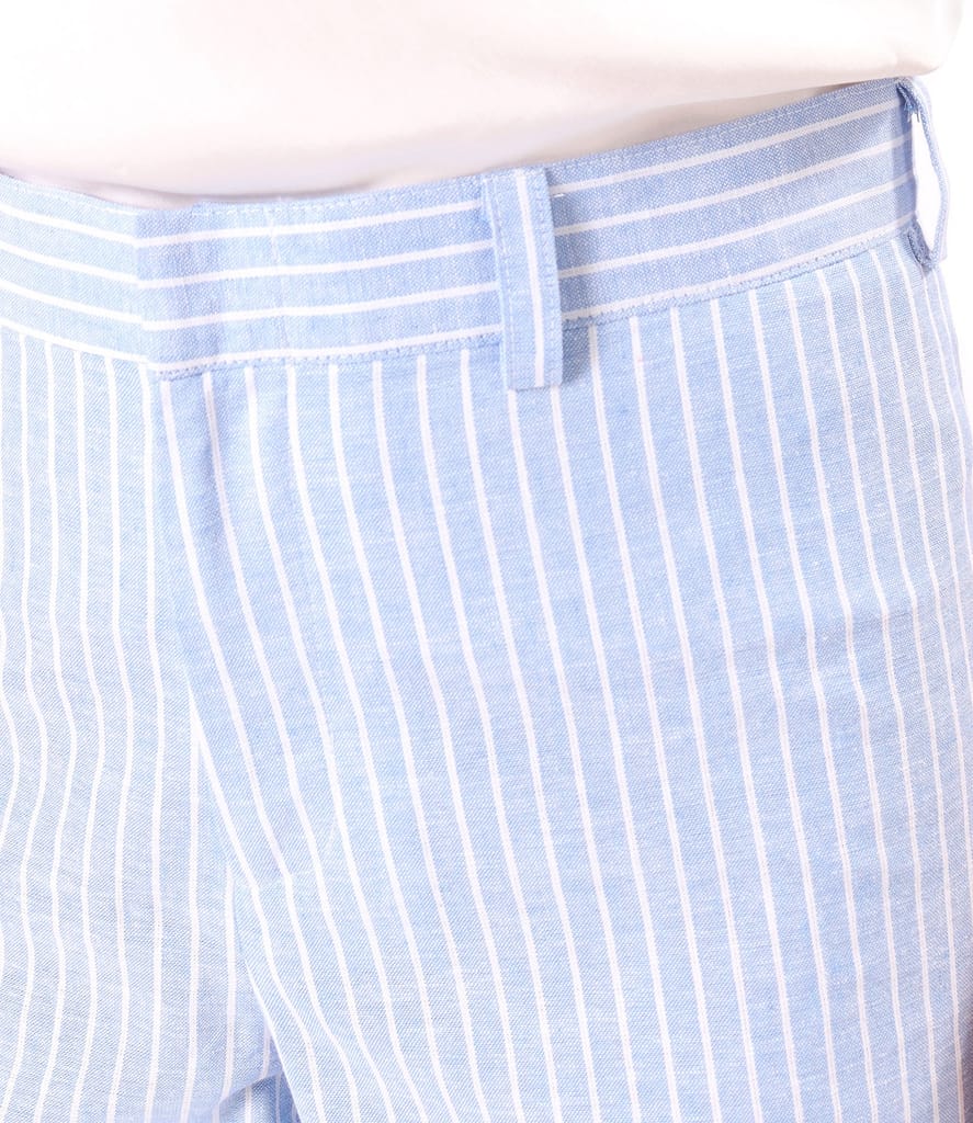 Pantaloni lejeri din in cu bumbac imprimat cu dungi