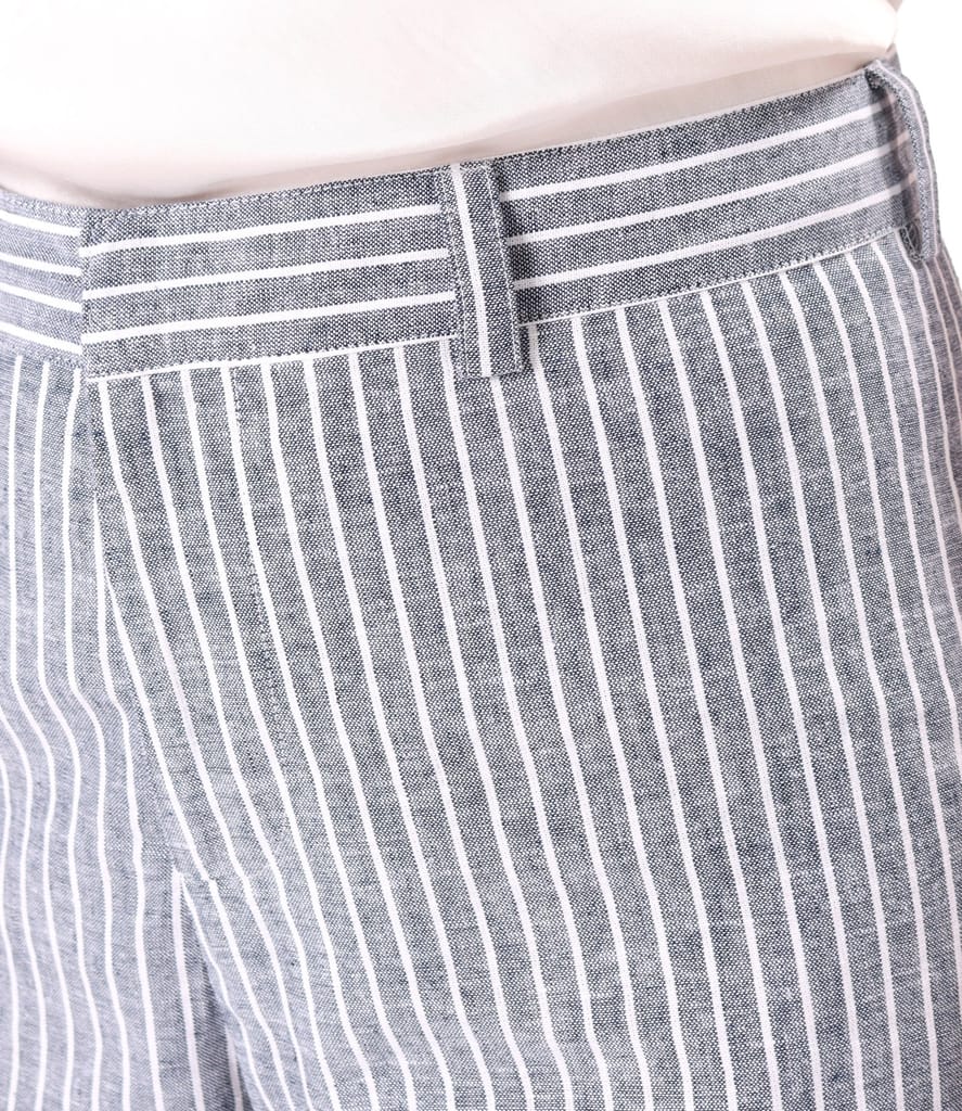Pantaloni lejeri din in cu bumbac imprimat cu dungi
