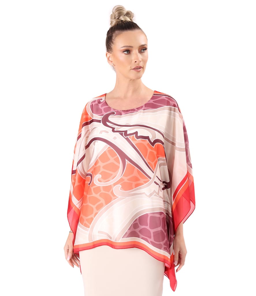 Bluza eleganta tip fluture din voal imprimat