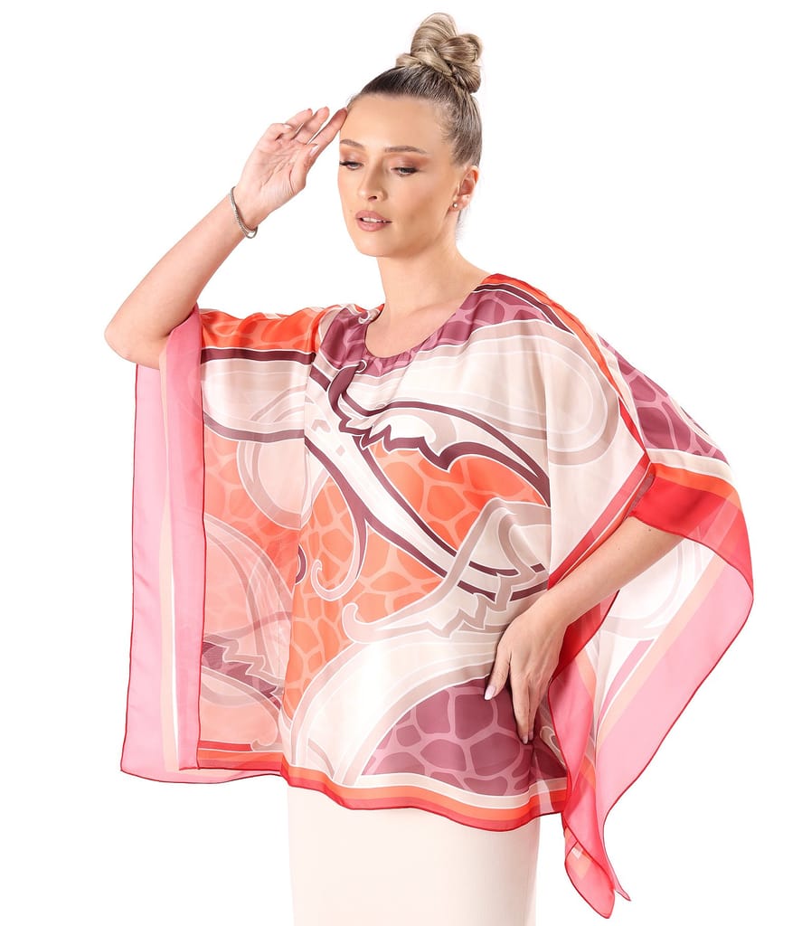 Bluza eleganta tip fluture din voal imprimat