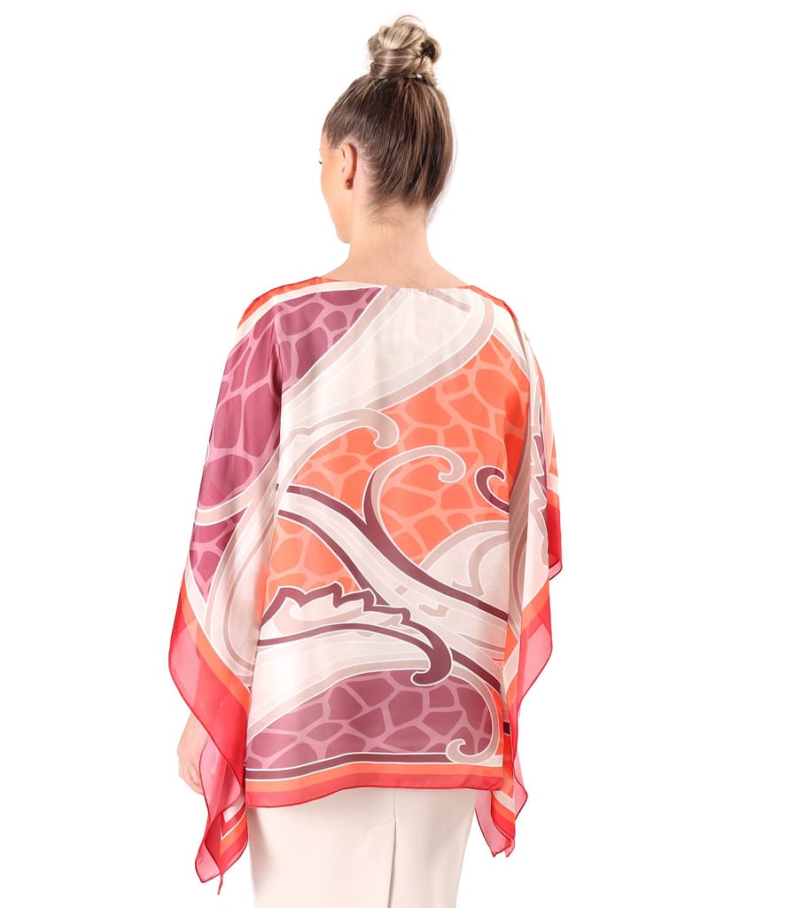 Bluza eleganta tip fluture din voal imprimat