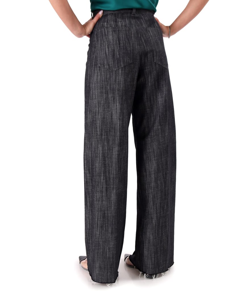 Pantaloni largi din bumbac tip denim