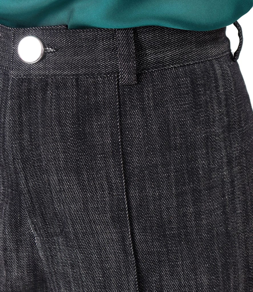 Pantaloni largi din bumbac tip denim