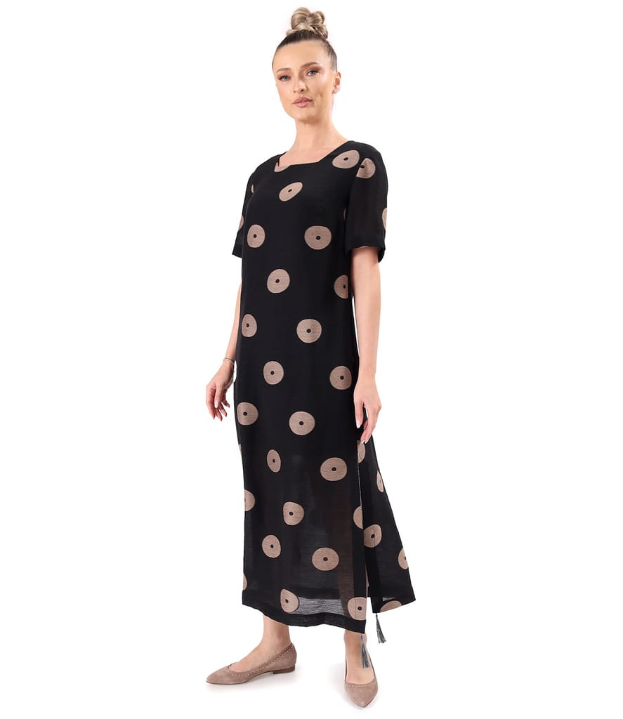 Rochie eleganta lunga din viscoza cu in cu slit pe lateral