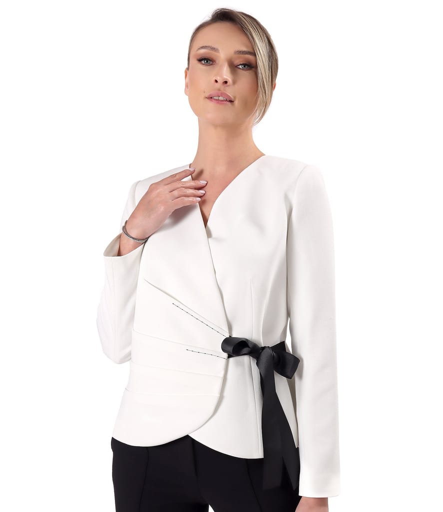 Sacou elegant din stofa elastica cu viscoza cu falduri pe fata