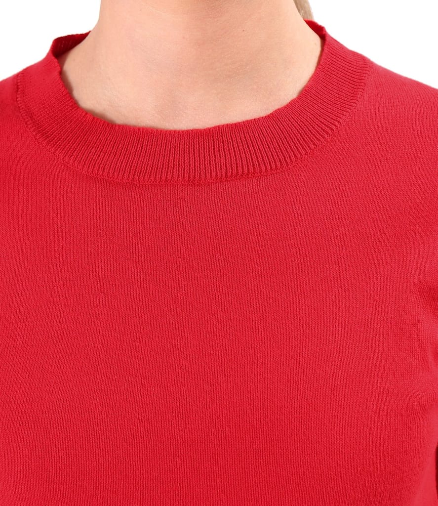 Bluza tricotata fin din bumbac cu maneci scurte