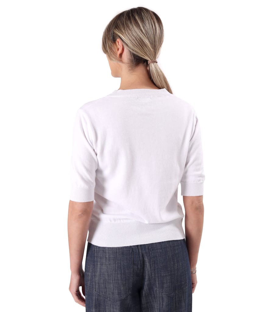 Bluza tricotata fin din bumbac cu maneci scurte