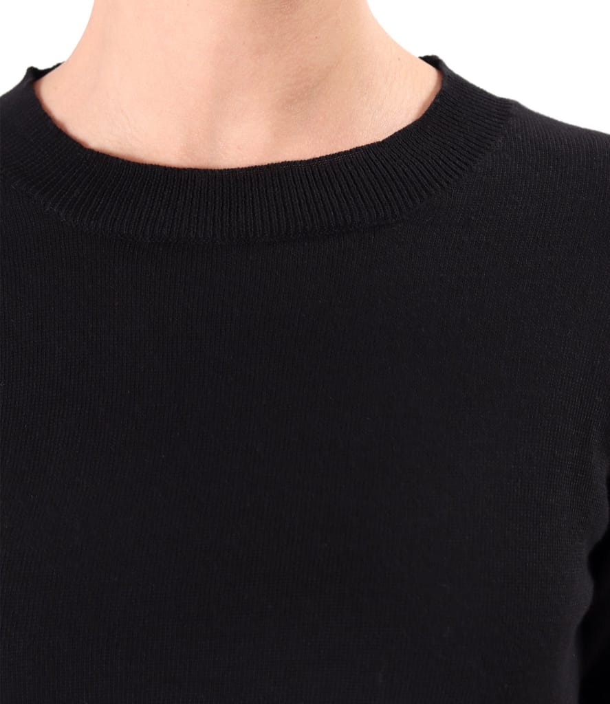 Bluza tricotata fin din bumbac cu maneci scurte