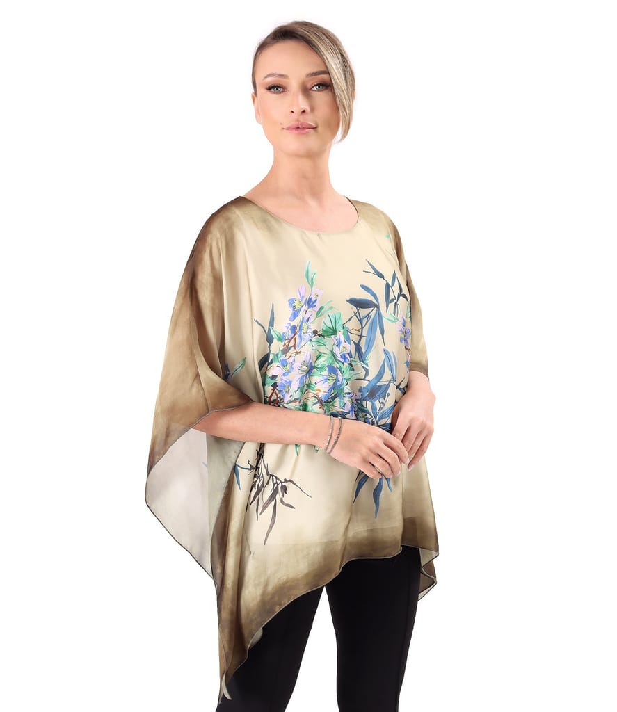 Bluza eleganta tip fluture din voal imprimat