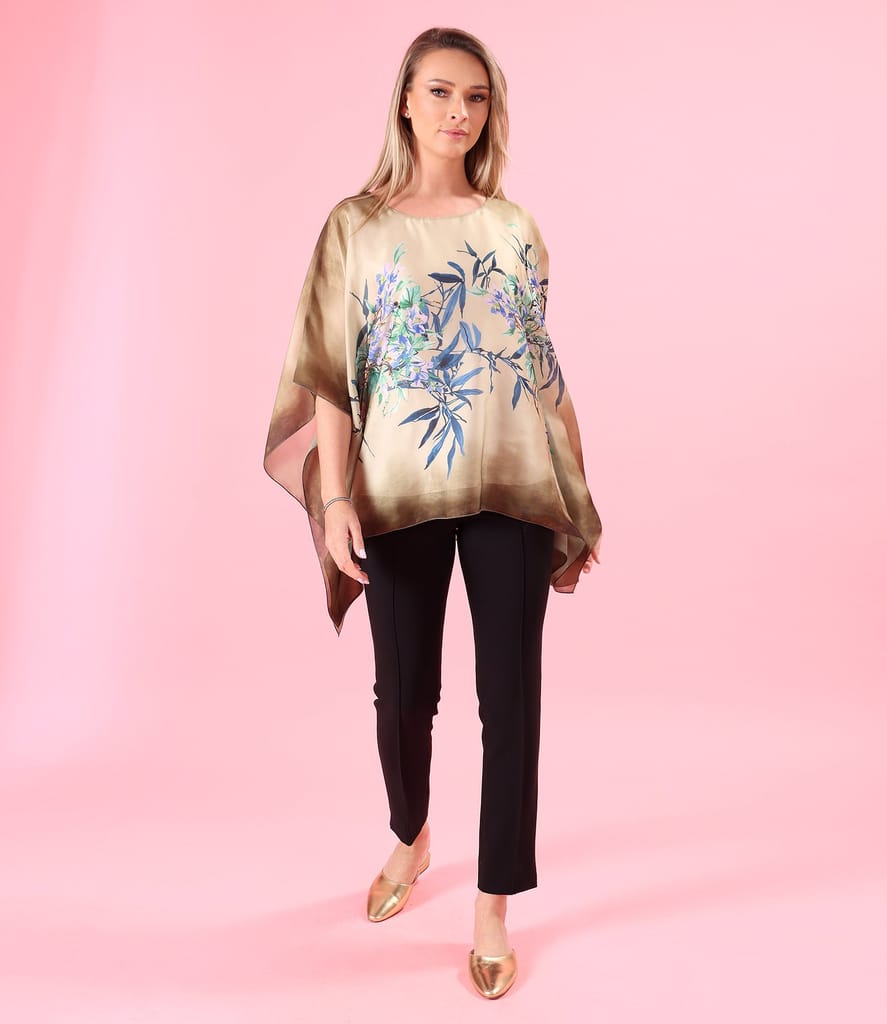 Bluza eleganta tip fluture din voal imprimat