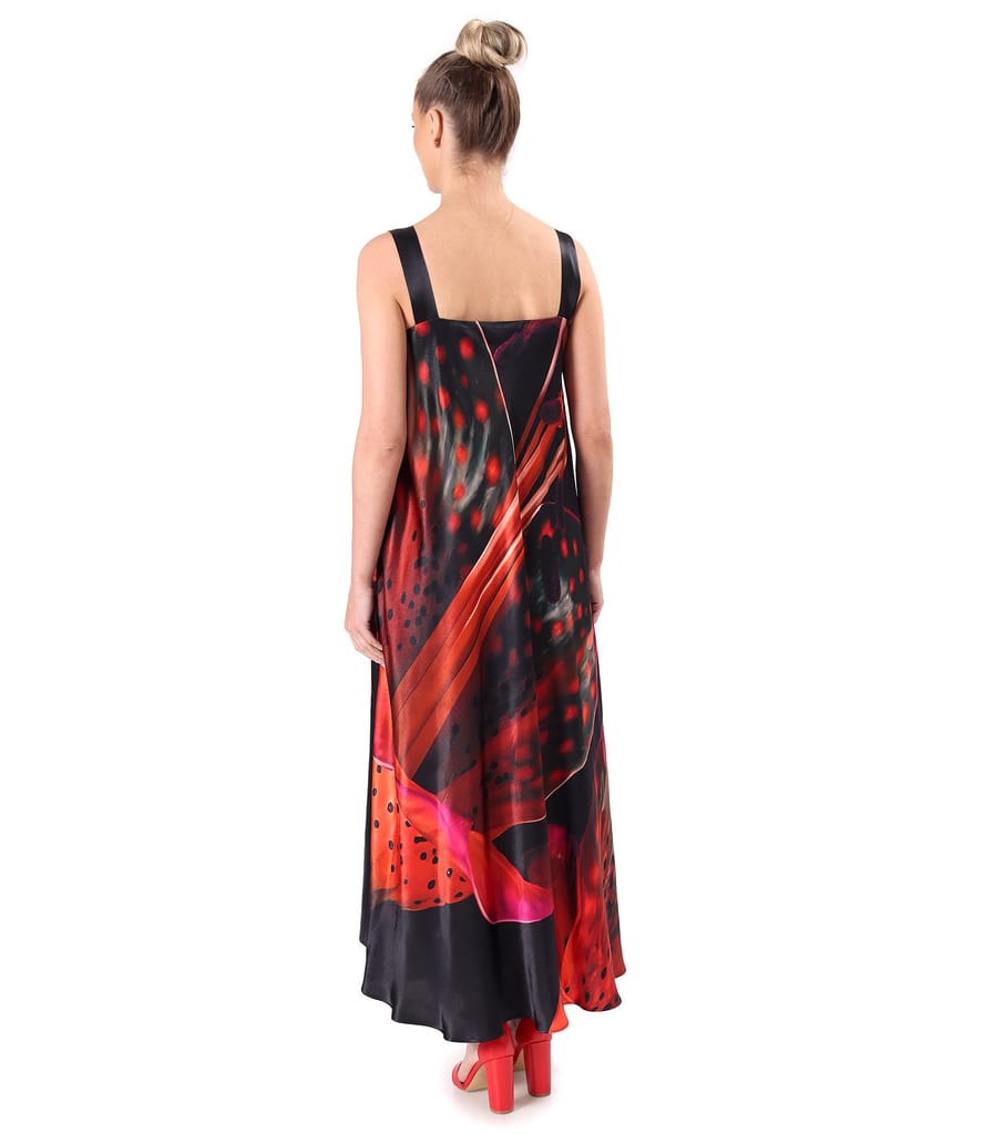 Rochie midi cu bretele din satin de viscoza