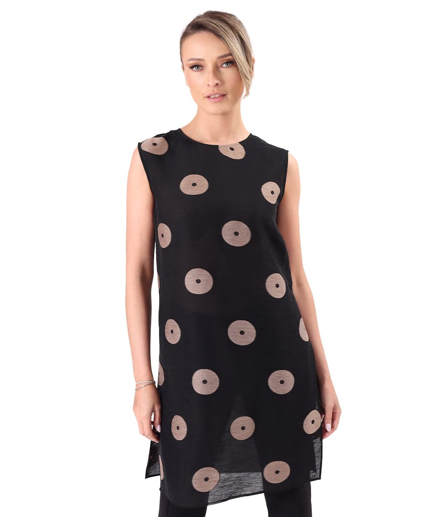 Bluza lunga din viscoza cu in cu buline tesute tip jaquard