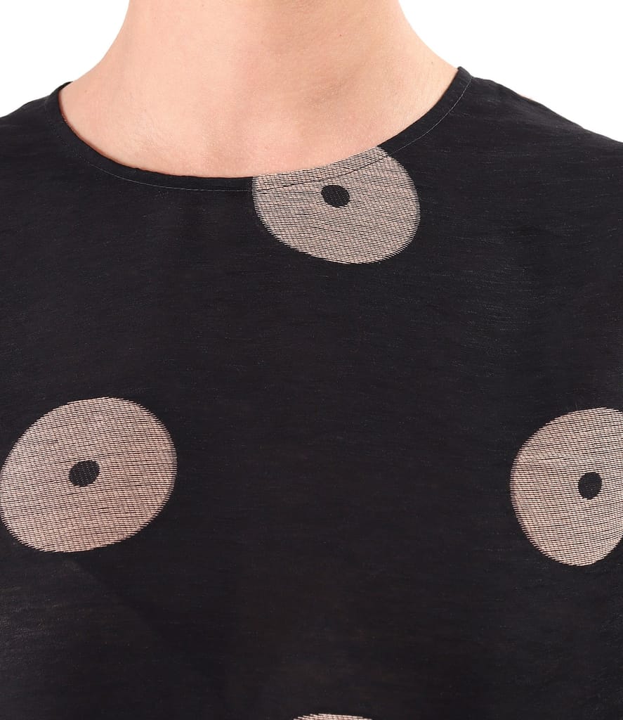 Bluza lunga din viscoza cu in cu buline tesute tip jaquard