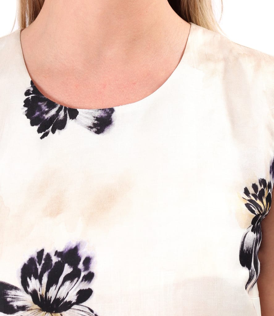 Rochie lunga din viscoza cu in imprimata cu motive florale