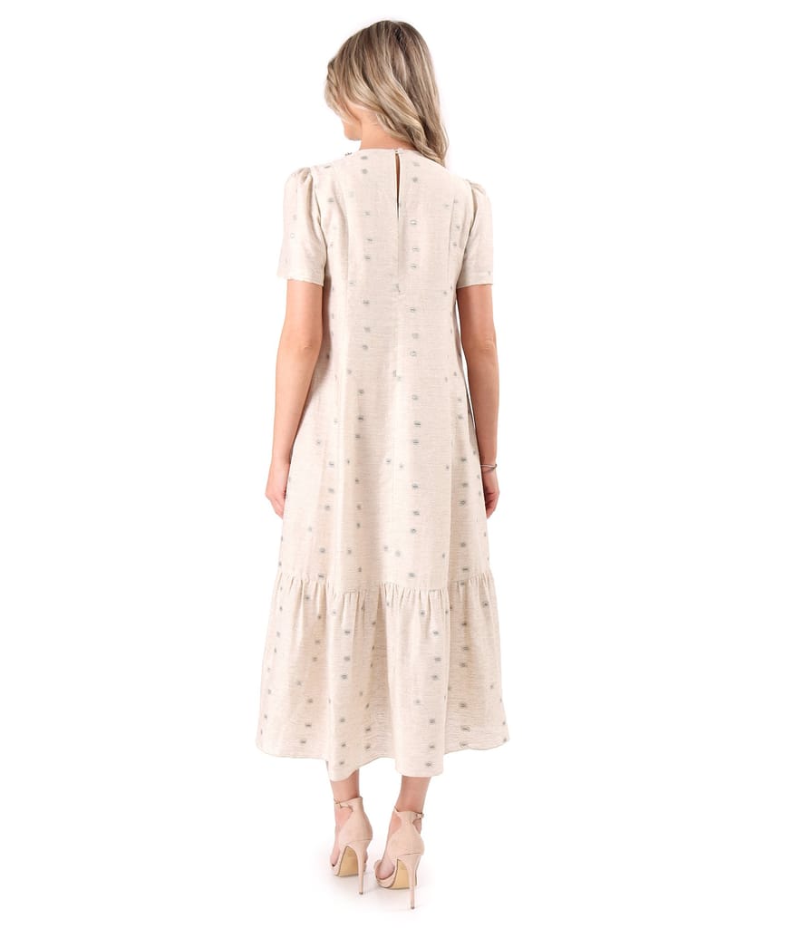 Rochie midi din viscoza cu in si fir metalic