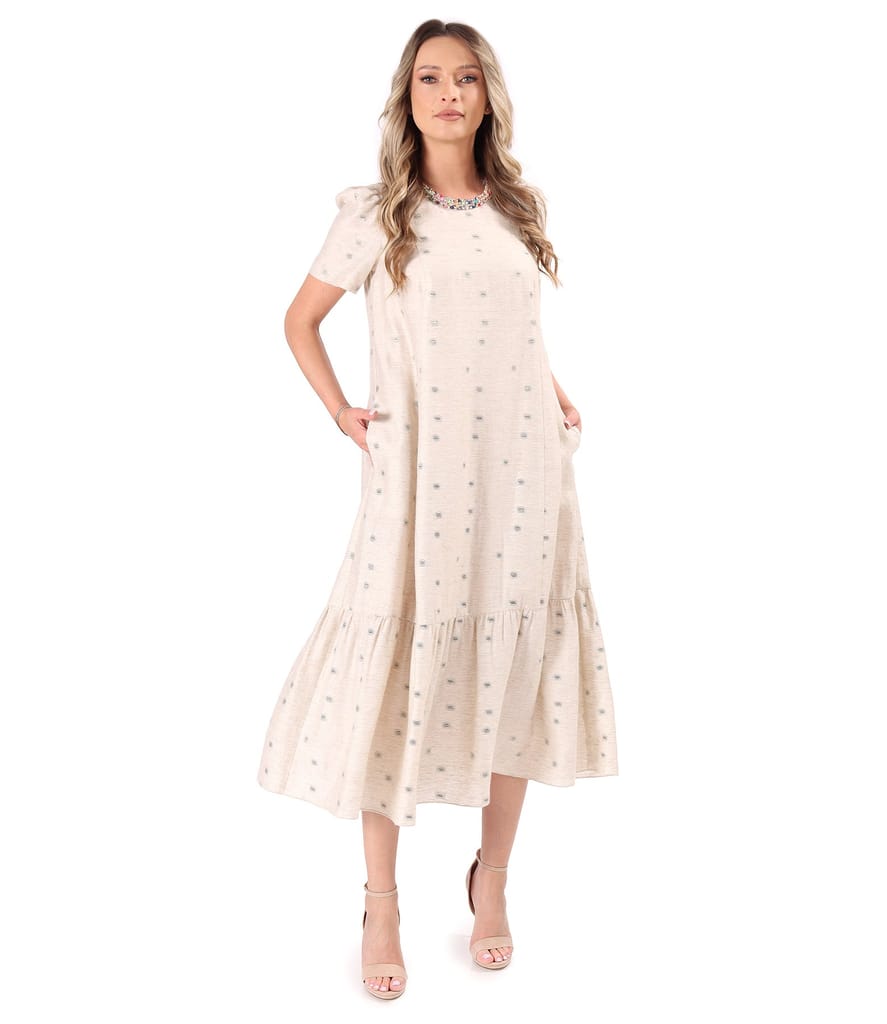 Rochie midi din viscoza cu in si fir metalic