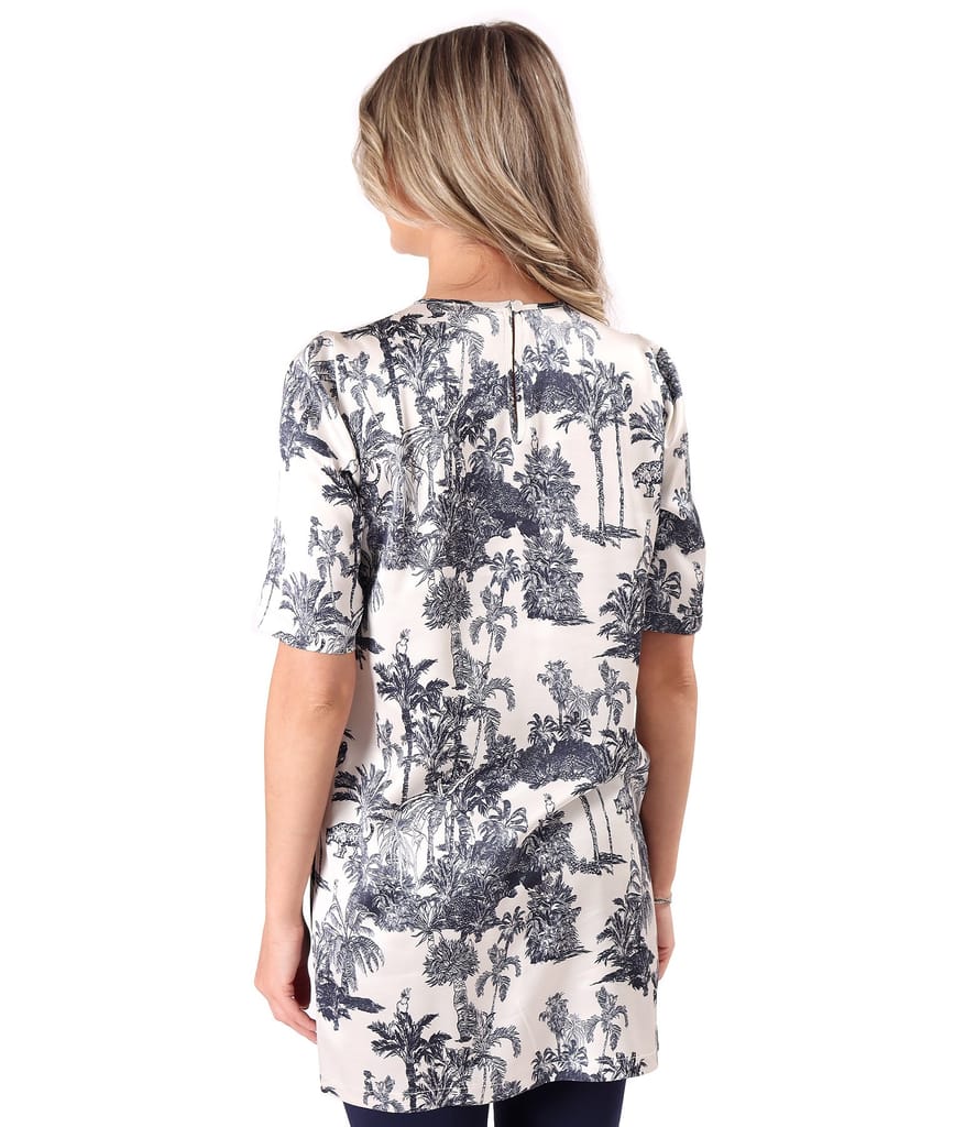 Bluza lunga din satin de viscoza imprimata