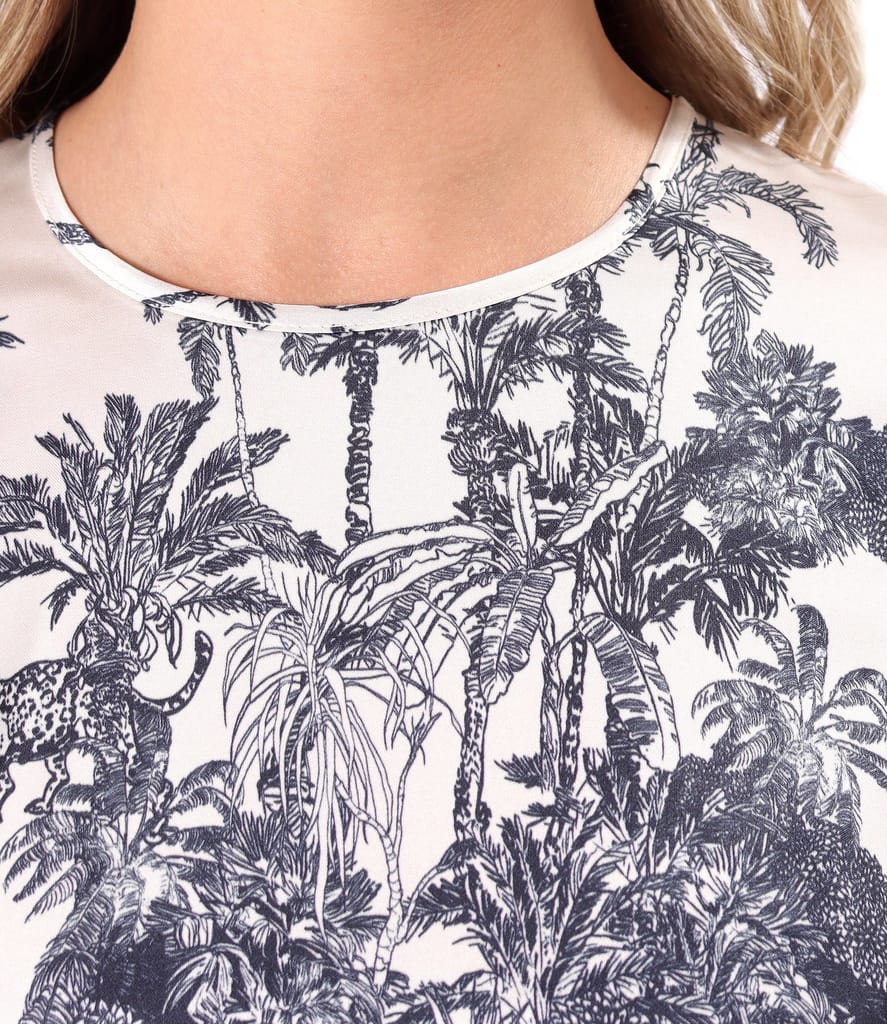 Bluza lunga din satin de viscoza imprimata