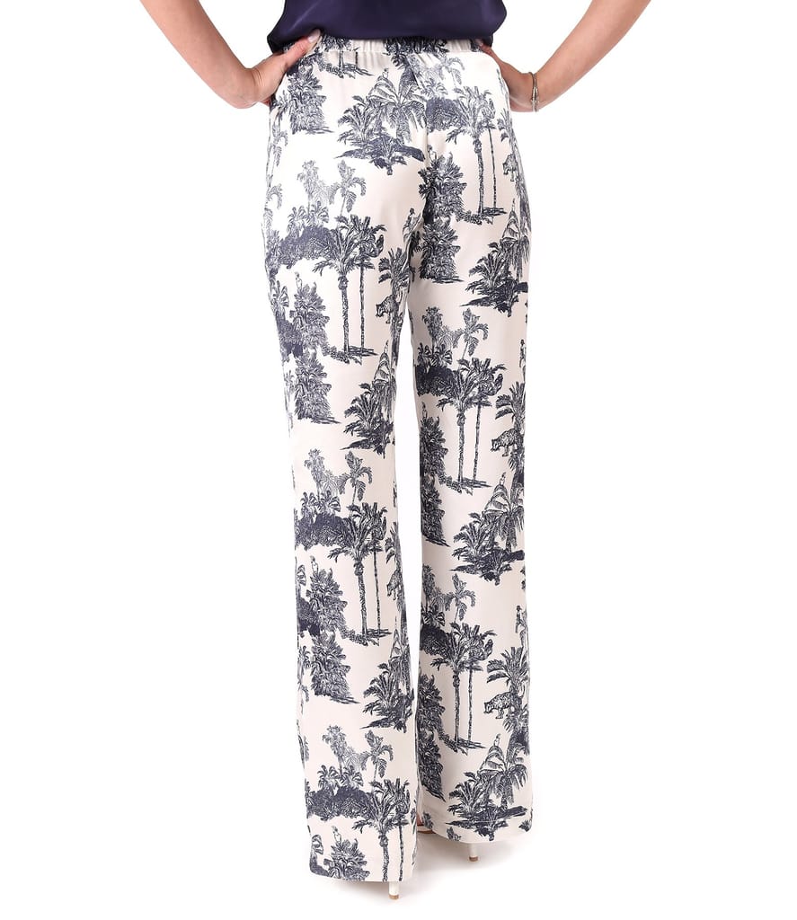 Pantaloni lejeri din satin de viscoza imprimata