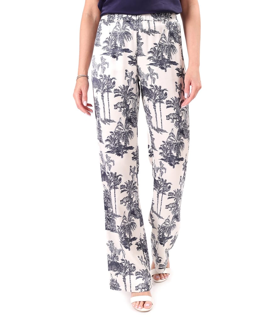 Pantaloni lejeri din satin de viscoza imprimata
